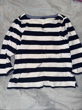 Nautica Navy and White Striped Long-Sleeve Top